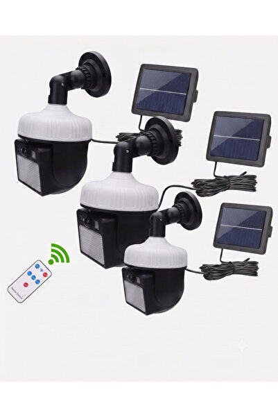THO Set 3 bucati Lampa Solara Tip Camera Rotativa 360 Grade cu Panou Separata...