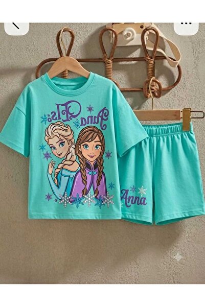 DİĞER1111 🌸Elsa ve Anna temalı kız çocuk şortlu takım