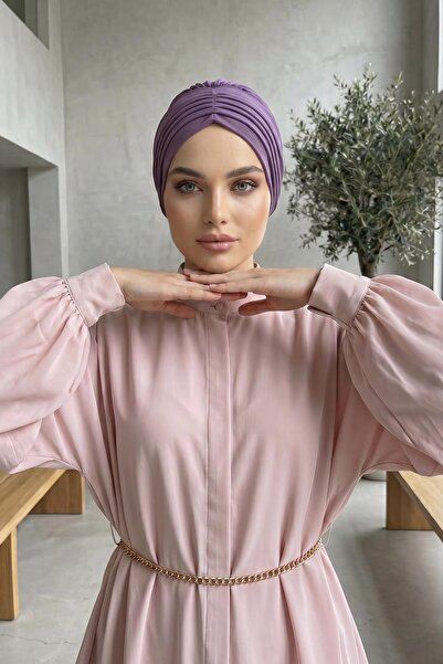 Aisha's Design Pile Detailed Crepe Ready-Made Bonnet Turban, B-86Kr