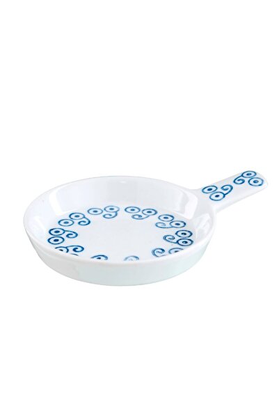 Paşabahçe White Blue Snack 1 Porcelain Serving Plate, Serving Plate, 1 Piece