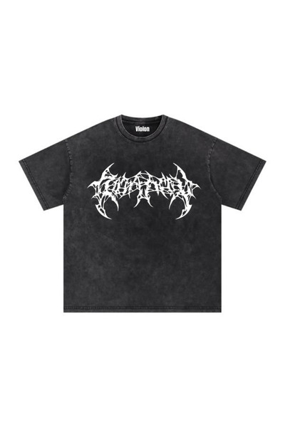 Violon Tricou oversize negru, lavabil, cu imprimeu Chaos Wave