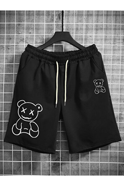 COZYWEAR شورت أسود مطبوع كبير الحجم