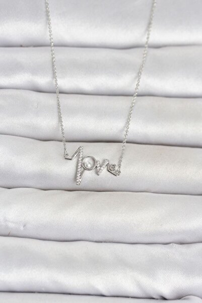 norsary Brass Silver Color Heart Rhythm Model Women's Necklace