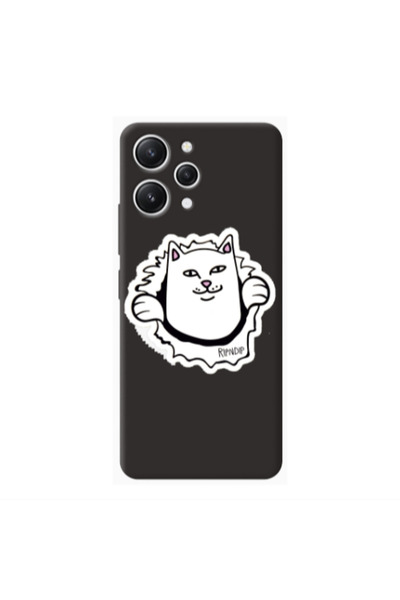 Other Xiaomi Redmi 12 White cat Black Colored Silicone TPU Θήκη