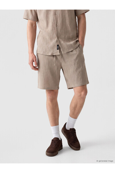 LC Waikiki Ozmarka New Season Relax Fit Krinkle Men's Shorts