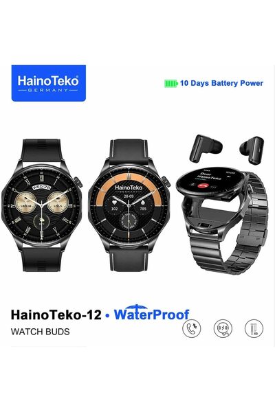 HAINOTEKO Haino Teko 12 Waterproof Smart Watch with Built-in Wireless Earbuds...