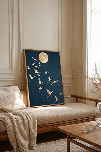 AR AJANS KANVAS TABLO Turns in the Moonlight Animal Decorative Framed Mdf Pai...