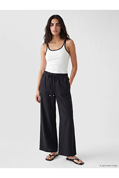 LC Waikiki Rmz Gi̇yi̇m Farkiyla Women's Wide Leg Pants with Waist Cord