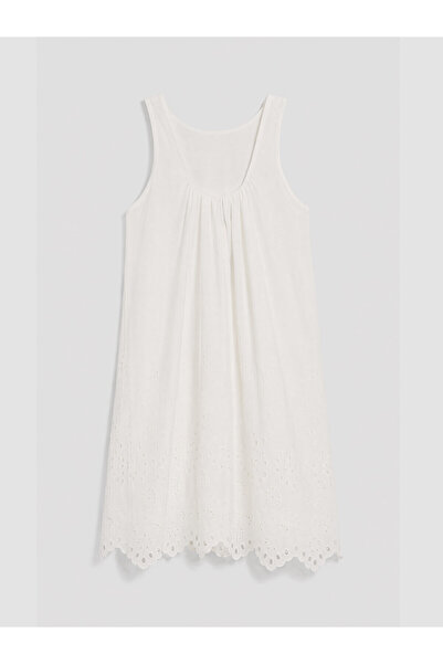 LC Waikiki Peak New Season Crew Neck Embroidered A-Line Mini Dress