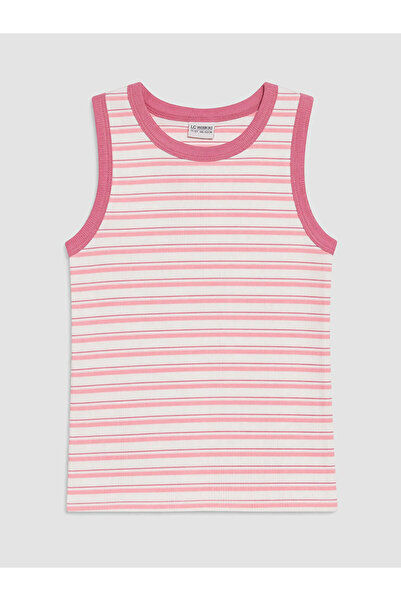 LC Waikiki LCW Kids Pembe Bisiklet Yaka Çizgili Kız Çocuk Atlet
