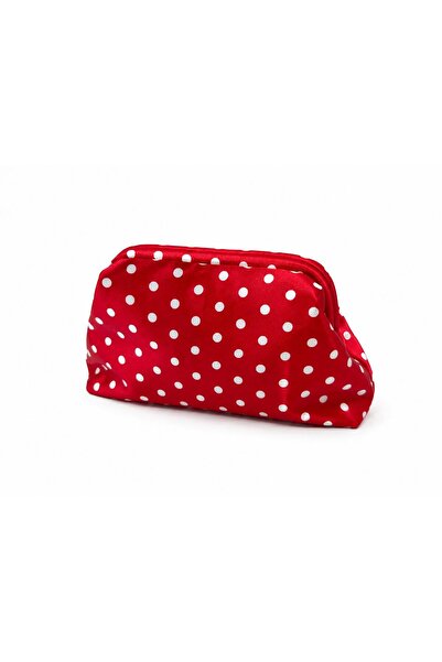 VenusMarkt Kadın Saten Puantiyeli Clutch Çanta