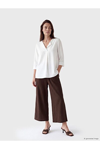 LC Waikiki Lcw Grace Brown Women's Satin Trousers with Elastic Waist