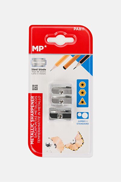 Main Paper 2 Pcs Metallic Sharpener, Silver