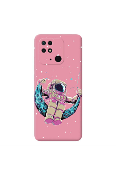 Other Xiaomi Redmi 10C Astronaut swinging on the moon Pink Colored Silicone T...