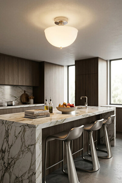 lumenistanbul TORUL TEKLİ PLAFONYER AVİZE OPAL - KROM