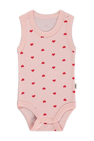 Civil Baby Heart Printed 0-3 Years Old Snap Fastener Badi - Pink