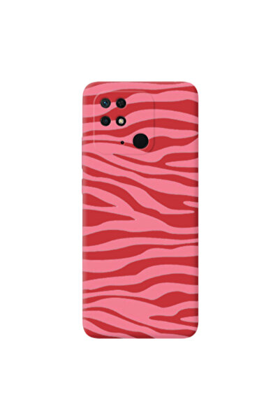 Other Xiaomi Redmi 10C Pink Zebra Red Colored Silicone TPU Θήκη