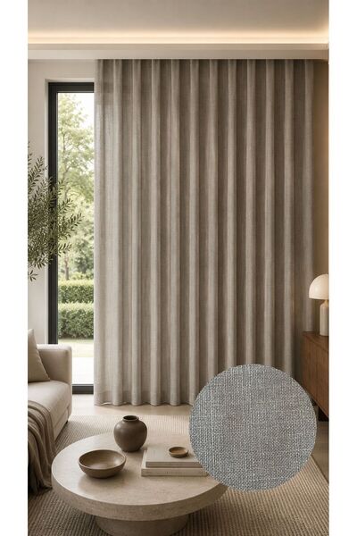CASA NATURALE Fon Perde Linen Look Dark Gray (39) Colorful