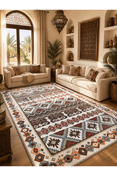 EqiEch 1pc 200x300cm Large Moroccan Boho Geometric Area Rug, Soft Crystal Vel...