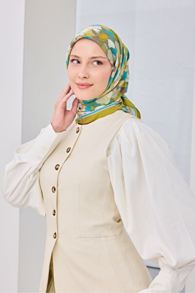 Silk Home Velora Scarf Floral Oil Green
