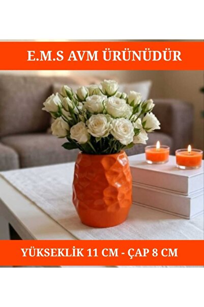 E.M.S AVM Orange Color Decorative Vase Pot Honeycomb Pattern Pot 11 cm Height...