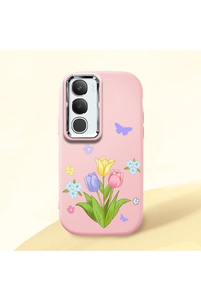 Hontinga Vivo Y29 5g Compatible Case Camera Protective Pink Silicone Couple P...