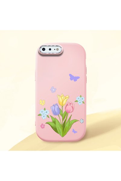 Hontinga غطاء متوافق مع iPhone 8 Plus، واقي للكاميرا، غطاء هاتف سيليكون وردي ...