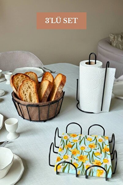 Edora Home Set of 3 Black Square Napkin Holders, Vertical Paper Towel Holders...