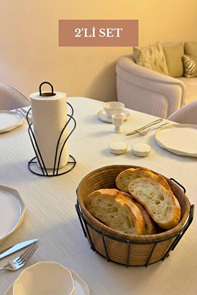 Edora Home Set of 2 Black Swan Napkin Holder Oval Corner Bread Basket Beige K...