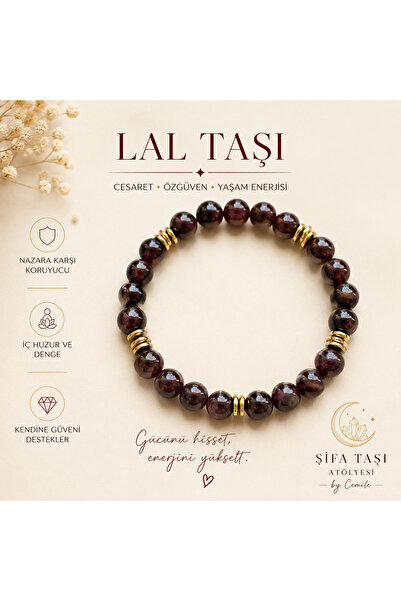 Doğal Lal (Garnet) Taşı Bileklik – 8 mm Doğal Taş | Günlük Kullanıma Uygun El Yapımı Bileklik
