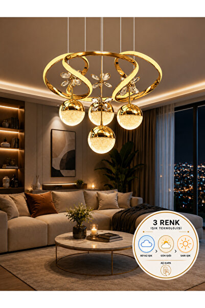 Luna Lighting Napoli Model 3 Renk Salon Yatak Yemek Odası Mutfak Krom Kaplama...