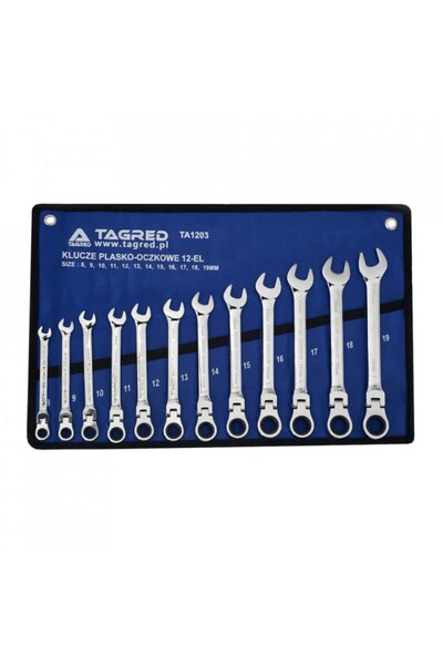 Tagred Professional Set de 12 chei combinate, Tagred TA1203, cu clichet, 8-19mm