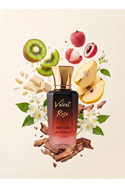 Fantazm Velvet Rose Extrait De Parfum 50 ML Kadın Parfümü - Çiçeksi Meyvemsi Kalıcı Yoğun Esans