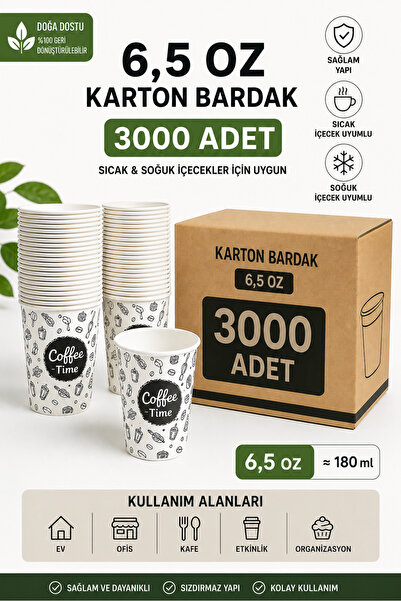 shop 6,5 Oz Karton Bardak 3000 Adet | Sıcak & Soğuk İçecek Uyumlu | Tek Kulla...