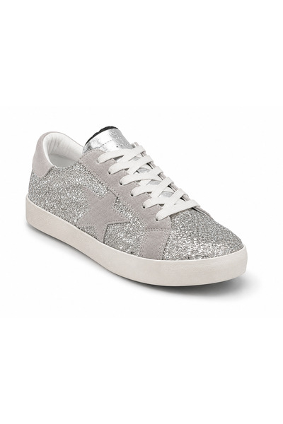 DİAMOND OUTLET Women's Shiny Glitter Casual Sneaker Shoes Low Sole Comfortabl...