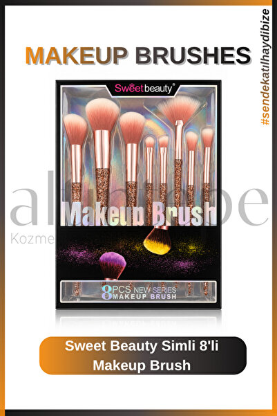 Altıntepeshop Pembe Simli 8'li Makeup Brush