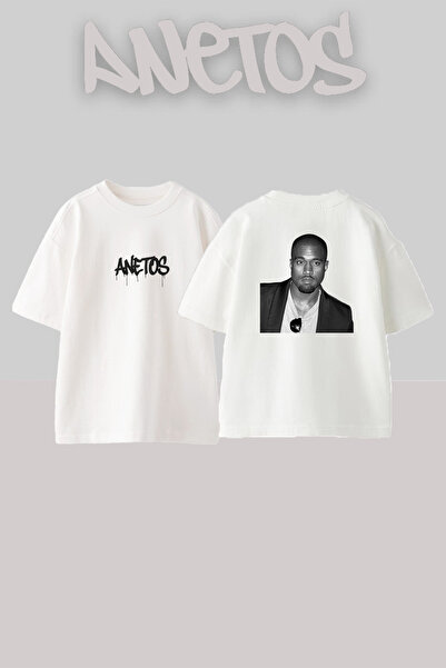 Anetos Kanye West_97 Design Printed Oversize White T-Shirt