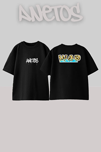 Anetos Μπλουζάκι WAP Leopard Water Design με στάμπα Oversize σε μαύρο χρώμα