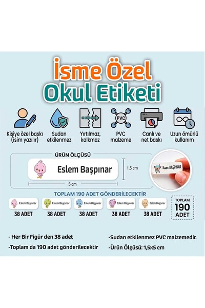 Kapbirhediye Okul Etiketi Isme Özel Kalem Defter Etiketi Sevimli Kuşlar 2 Temalı 190 Adet