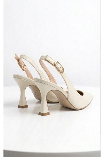İ-ZZCELLA MODA Women's Skin-Colored Pointed-Toe Classic Goblet Heel Shoes with Open Back ⁠