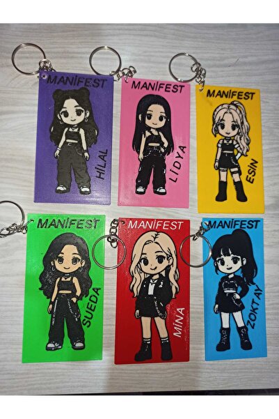 ATOLYETASBAHCE Manifest 6 Parça Karikatür Tarzı Anahtarlık (10 cm)