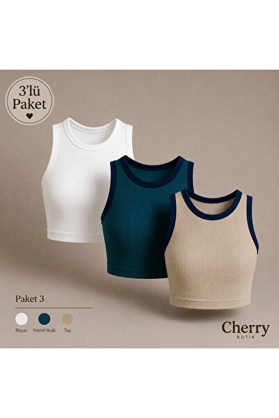 Cherry Butik Τριπλό Halter Crop Body με λαιμόκοψη halter