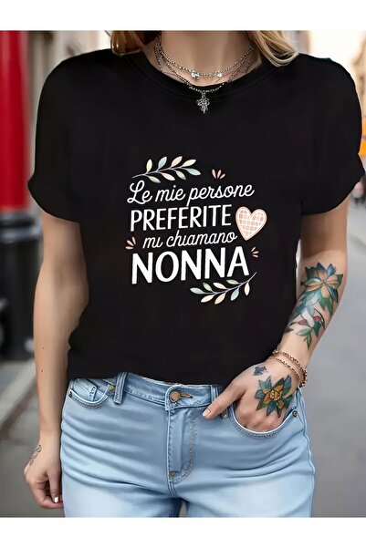 1001 Line تي شيرت نسائي بطباعة "Mie Persone PREFERITE Chiamano NONNA" باللغة ...
