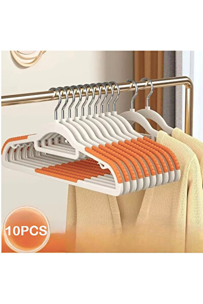 Choice3 10pcs Orange 10 Piece Set Of Heavy-Duty Dry And Wet Hangers With Anti...