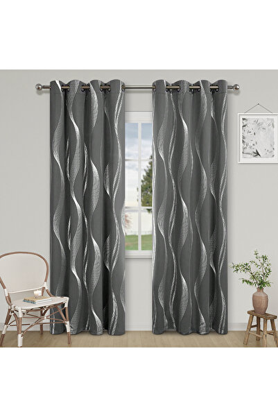 Choice5 Grommet Top 132X241cm Dark Grey 1pc High Precision Silver Embossed Wa...