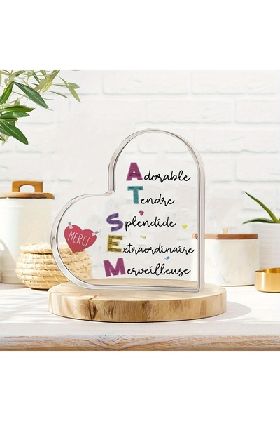 Choice PMMA100995 2D French Style Acrylic Heart Desk Decor, Cute Ornament for...