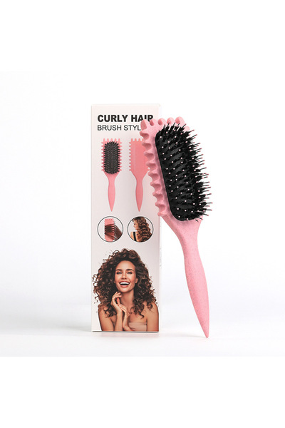choice2 Pink Salon Bursh Curly Hair Styling Brush: Defined Curls on Wet Hair-...