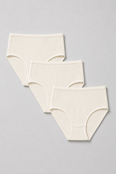 NBB Ecru 3-Pack Ribbed High Waist Panties