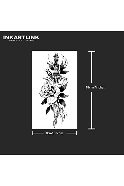Choice 777-0818L Flower dagger temporary tattoo sticker, waterproof magic tat...