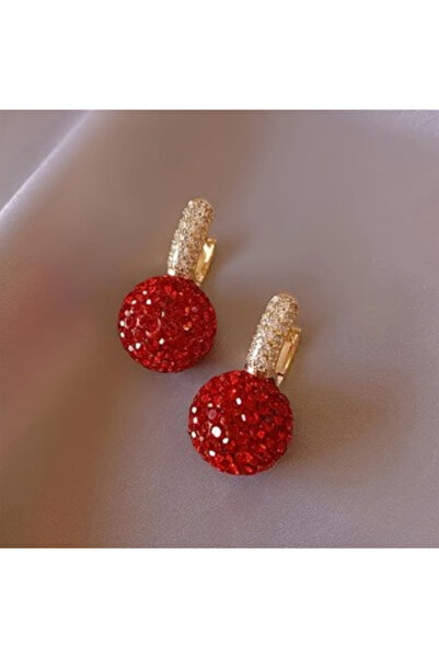 Choice WF4106-1 New Autumn and Winter Fashionable Red Color Ball Hanging Earr...